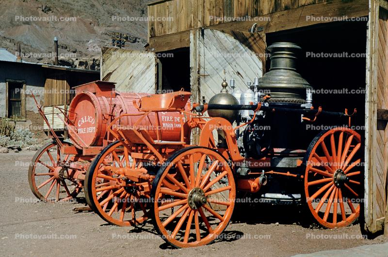 1890's Horse-drawn Steam Pumper, Pump, Calico Fire Dept., California, water tender