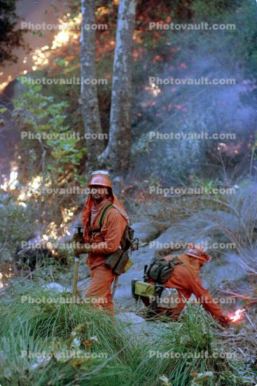 Setting a backfire, grass fire, wildfire, Wild land Fire, Malibu Fire, California