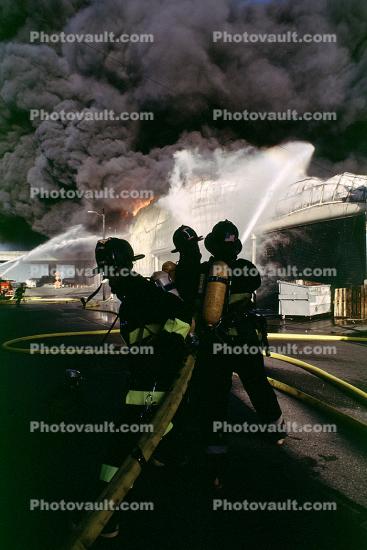 Firefighters, Firemen, thick smoke