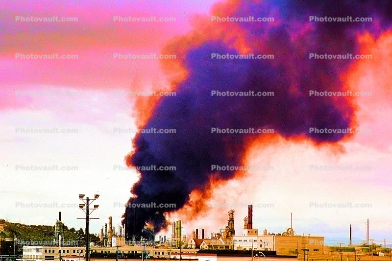 Standard Oil Refinery Fire, Chevron, Thick Black Smoke, Richmond, California, Cumberland Falls State Park, Waterfall