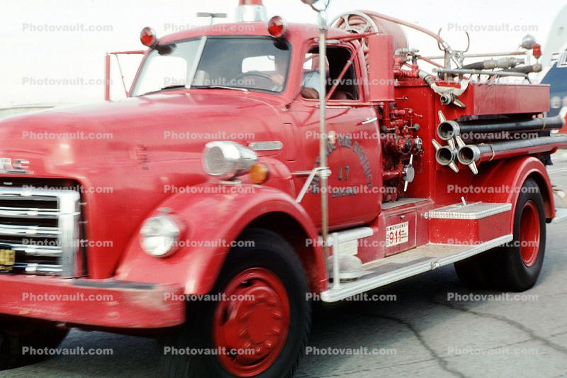 GMC firetruck, Van Pelt, Westside Fire District, San Carlos California, 1950s