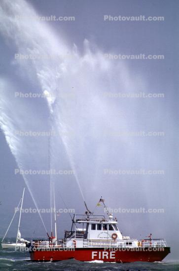 Fireboat spray, spraying water