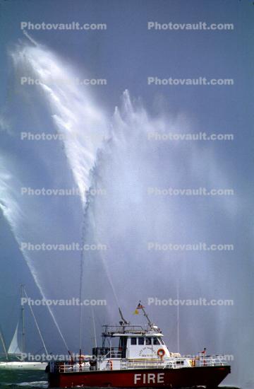 Fireboat spray, spraying water