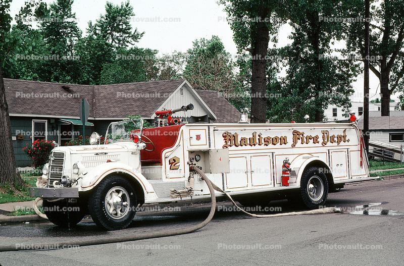 497, Mack Fire Engine, Madison Fire Dept., MFD, Madison Illinois, 1950s