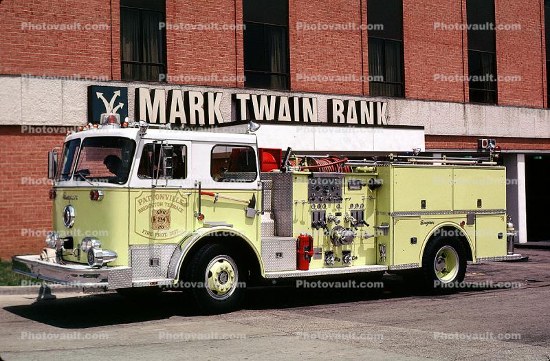 Pattonville Bridgton Terrace Fire Prot. Di., Mark Twain Bank, Seagrave Fire Engine, . Louis, Missouri
