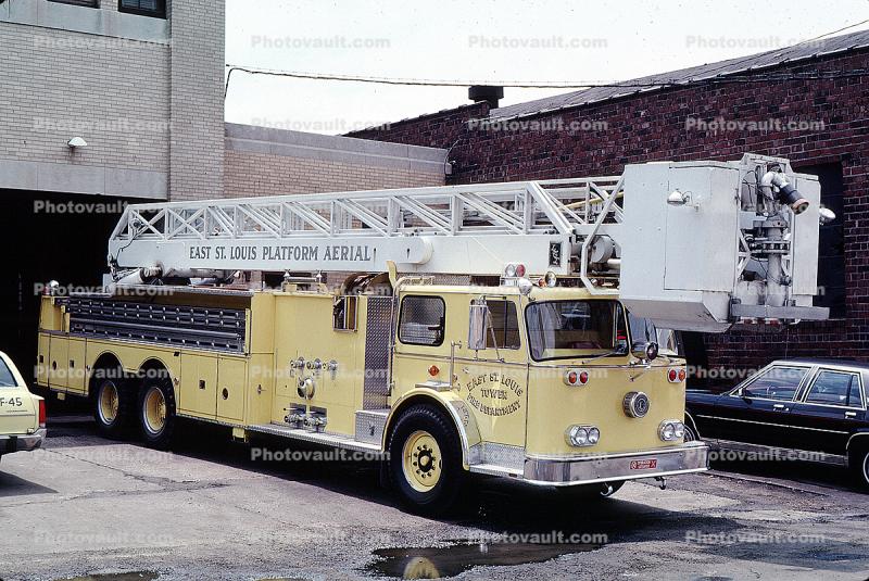 Hook and Ladder Truck, Fire Truck, East Saint Louis Platform Aerial, American LaFrance, East Saint Louis, Illinois
