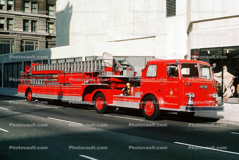 Hook and Ladder, Fire Truck, Pirsch Firetruck, L.F.D., Aerial-1, Louisville, Kentucky, 1978, 1970s