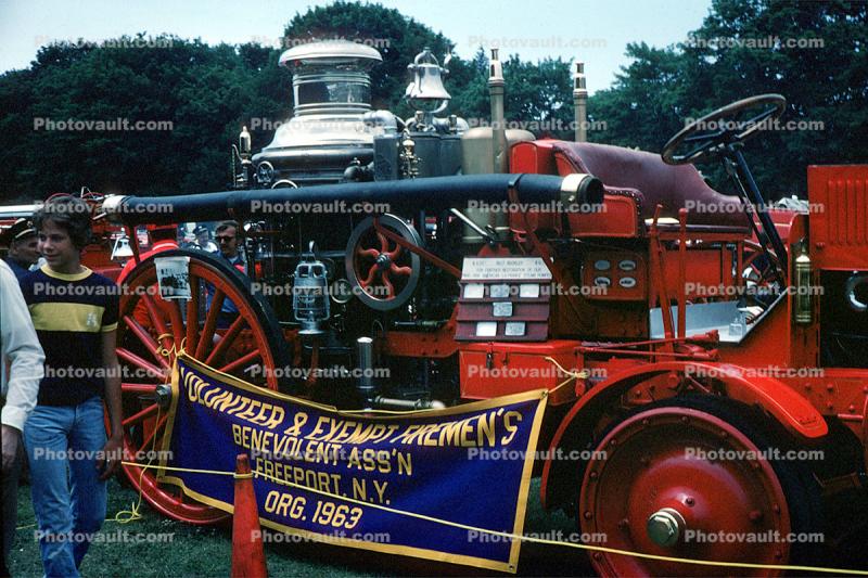 Volunteer & Exempt Firemen's Benevolent Ass'n, Freeport, New York, Motorized Steam Pumper, Pump, 1963, 1960s, 1950s