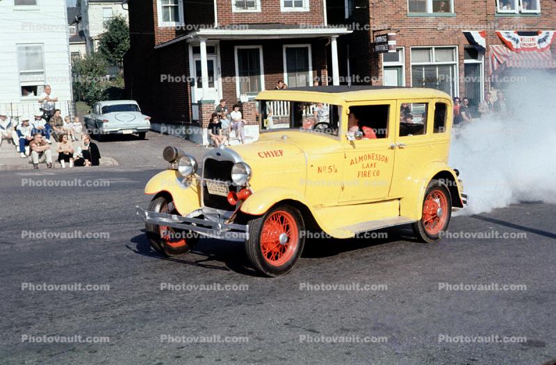 Almonesson Lake Fire Co., # 5 1/2, Funny Car in a Parade, Chief, 1950s