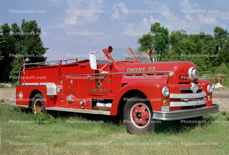 Engine 52, Clarksville Fire Dept, Fire-Rescue, Seagrave Truck, Indiana, 1950s