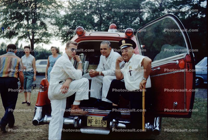 Fire Ambulance, 1959 Cadillac, Paramedics, Men, July 1962