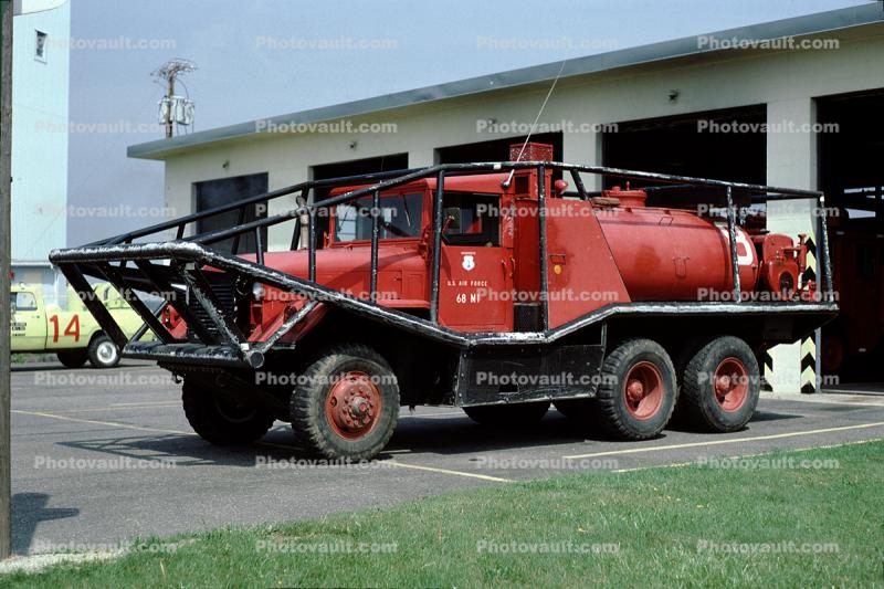 Dodge Fire Truck, Water Tender, tank, Otis AFB, Cape Cod, 1950s