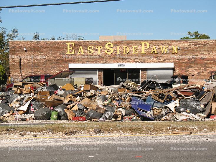 East Side Pawn, Rubble, Hurricane Katrina aftermath, New Orleans, 2005, detritus