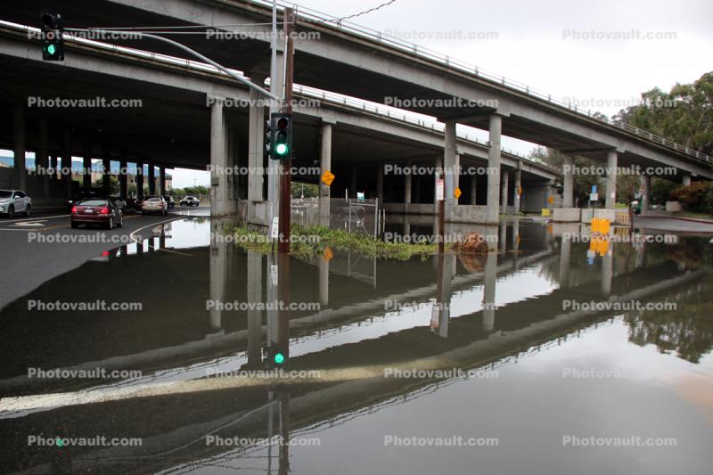 Richardson Bridge, High Tide Flooding, Global Warming, Climate Change, Flooding parking lot, Highway 101, Mill Valley