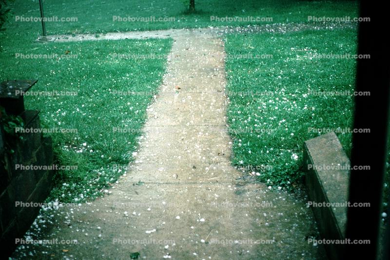 Hail, Walkway, Lawn