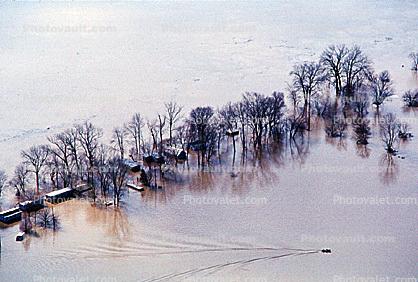Boat Wake, Flooded Home, House, Louisville, Kentucky