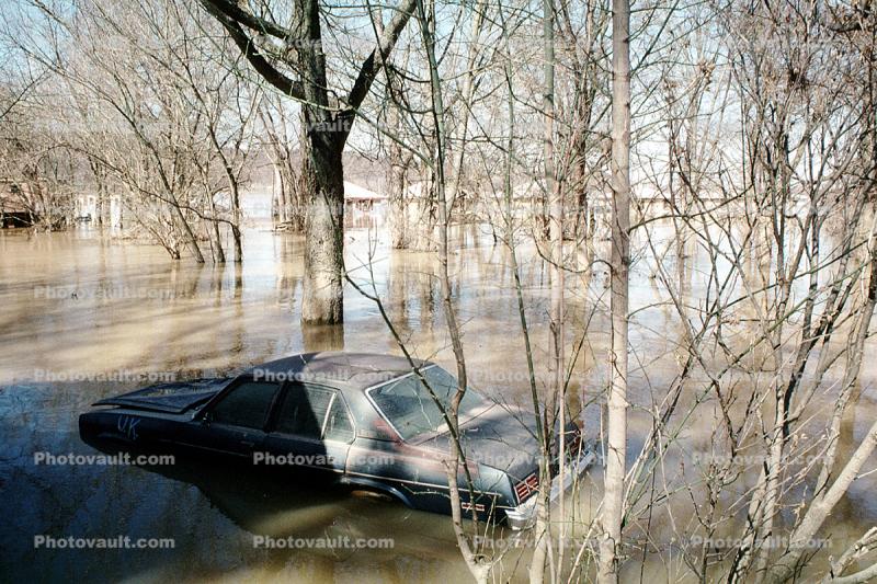 Flooded Car, House, Louisville, Kentucky