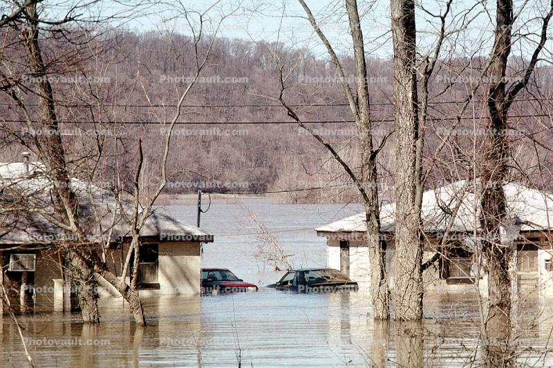 Flooded Homes, House, Cars, Louisville, Kentucky