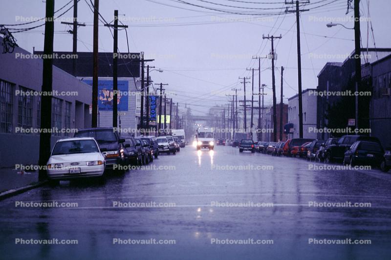 Rain, Showers, panel truck, 17th Street, Potrero Hill