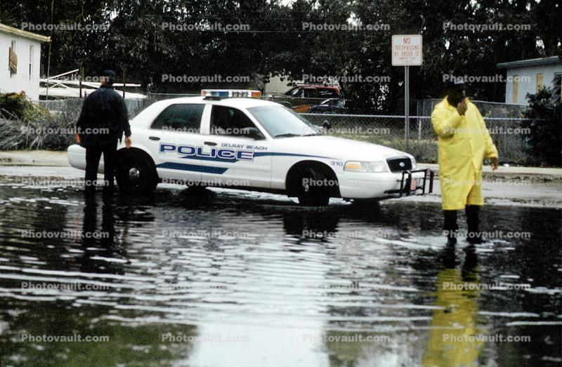 Police Car, flooding, flood, Hurricane Francis, 2004