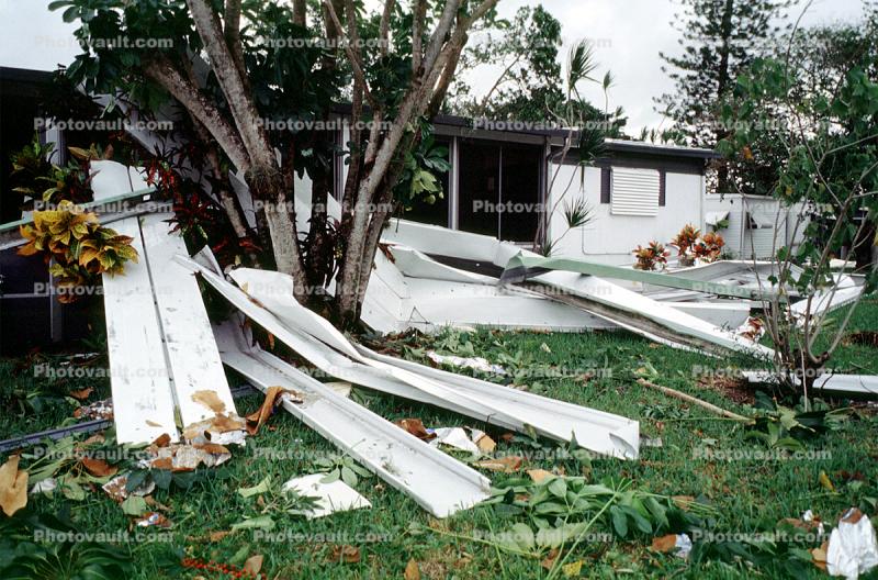 detritus, trees, rubble, building, house, homes, Hurricane Francis, 2004