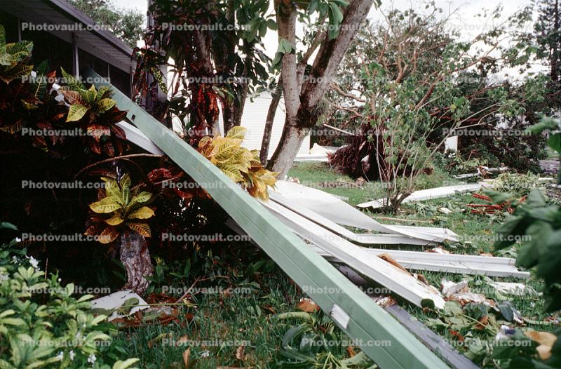 detritus, rubble, trees, building, house, homes, Hurricane Francis, 2004