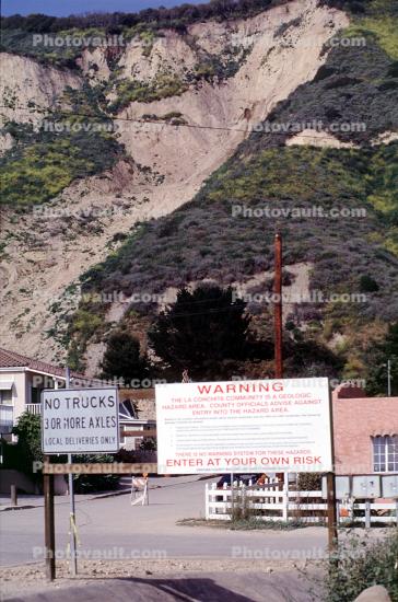 Landslide, Sign, Road Closed, La Conchita Geologic Hazard Area, Mud Slide, Ventura County, California