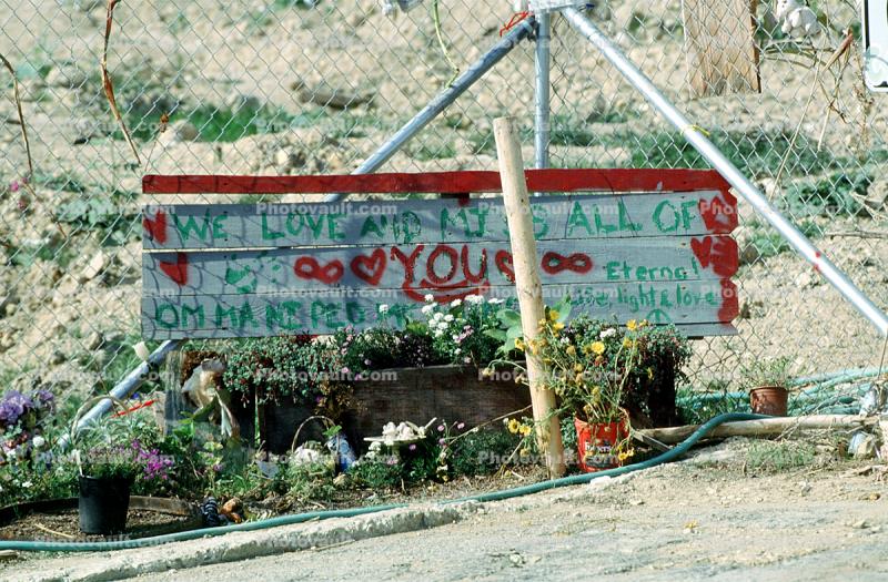 Memorial message, Eterog, La Conchita Geologic Hazard Area, Mud Slide, Ventura County, California