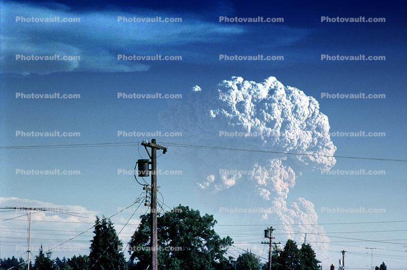 billowing, clouds, ash, eruption, sky, smoke, plume, erupting