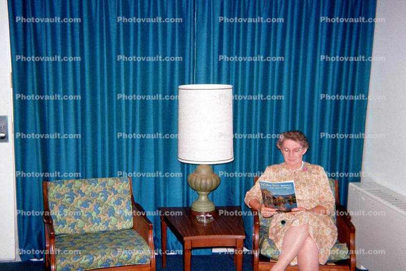 Woman Reading, Lamp, Chair, Lampshade, 1950s