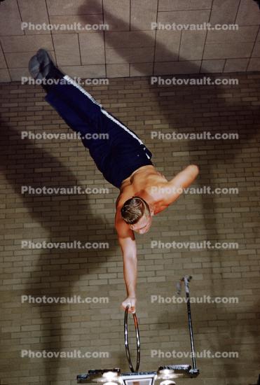 Balancing Act, Hand Stand, Man, Muscle, Acrobatics, 1950s