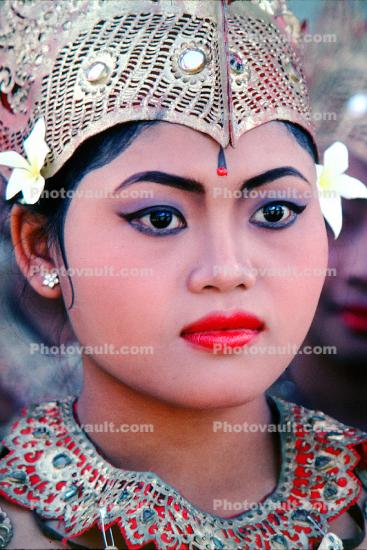 Girl at a Parade Celebration, Crown, necklace, Ubud