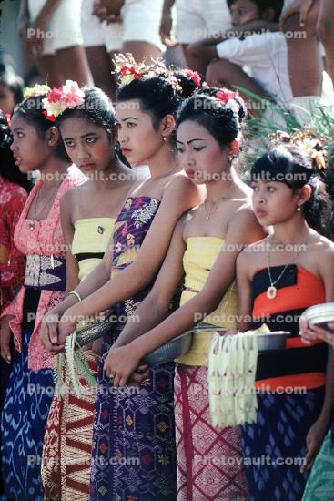 Woman at a Parade Celebration, flowers, necklace, Girls, Ubud