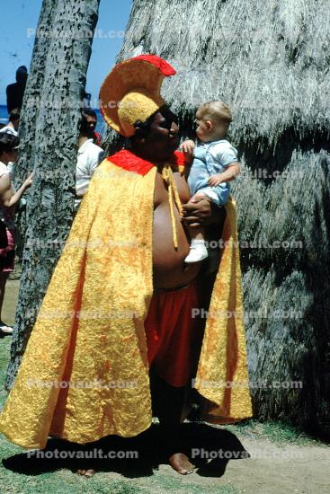 Hawaiian, King Kamehameha, baby, ethnic costume, July 1963, 1960s