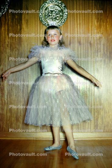 Girl, Posing, Ballerina, Tutu, slippers, 1950s