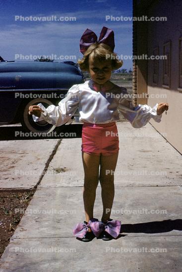 Girl, Costume, Ribbon, Bow, Car, 1950s