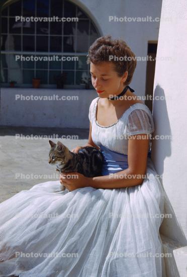 Cat and Ballerina in a White Dress