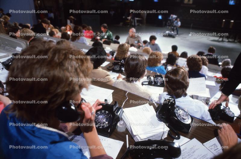Answering Telephones at EHN Telethon, Sound Stage, End Hunger Network, 9 April 1983