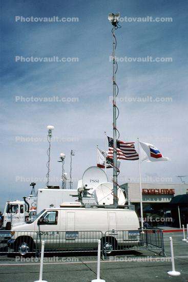 News Vans, Chevron Flags, telescopic Microwave Transmitter