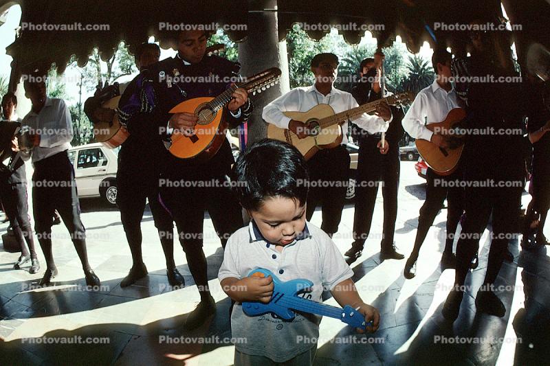 Boy Strumming a Guitar, Mexican Band, Puebla, Mexico, Guitar