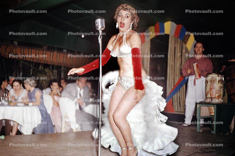 Night Club, Singing Lady, Cabaret, Microphone, El Salvadore, 1950s