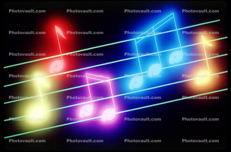 Glowing Musical Notes, Colorful, Treble Clef