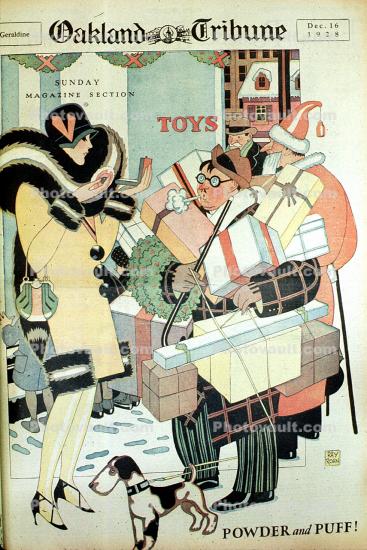 Powder and Puff. cartoon, high heels, hat, Roaring 20's, 1920's