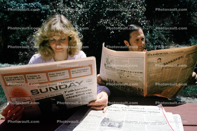 Sunday Morning Paper, Sunny day, backyard