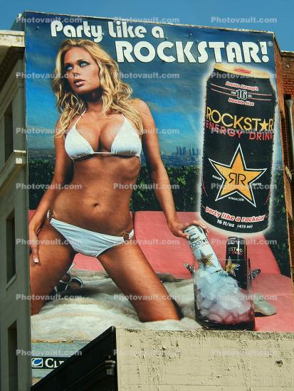 Party Like a Rockstar Energy Drink, sex in advertising, sexy, billboard