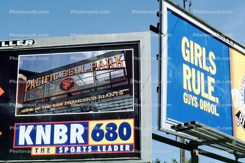 Pacific Bell Park, Girls Rule Guys Drool, KNBR 680, billboards