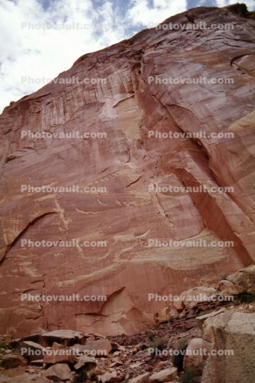 Sheer Cliff, wall, Petroglyphs, rock, stone, Capitol Reef National Monument