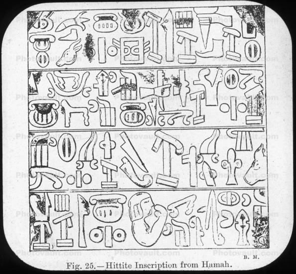 Heiroglyphs, symbols, Icons, Hittite Inscription from Hamah