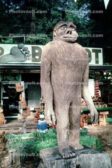 wooden ape sculpture