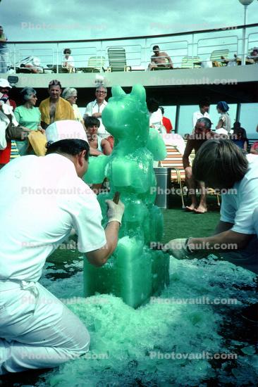 Green Ice sculpture on a ship